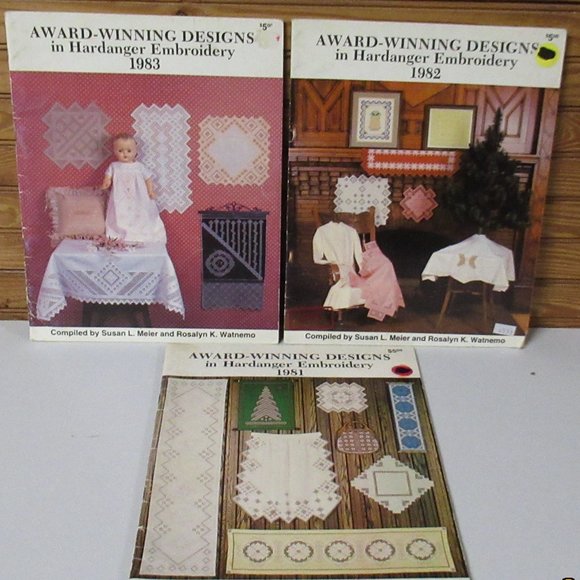 3 1980's Award Winning Designs In Hardanger Embroidery Books - Picture 1 of 4